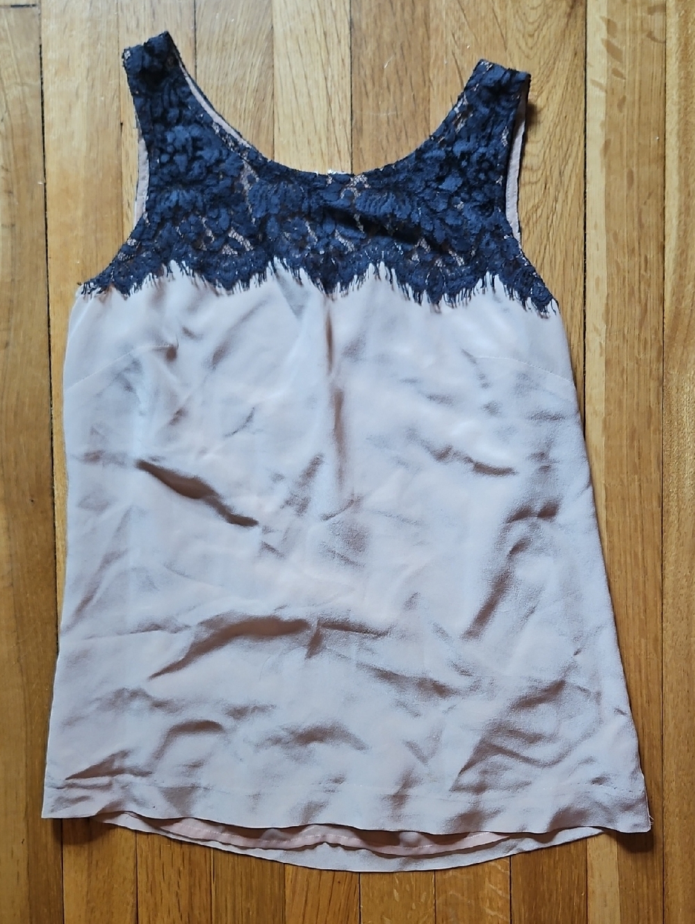 J. Crew Blush Pink and Black Silk Tank